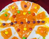 A picture of step 9 of Bombay Karachi halwa in heart shape.