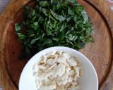 A picture of step 1 of Garlic Bread with fresh basil (no oven bread).