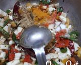 A picture of step 4 of Raw Banana and Bell Pepper Poriyal.