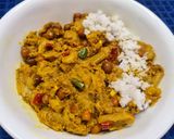 A picture of step 2 of Satvik Taro Stem / Kochu Saag Ghonto.