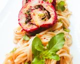 A picture of step 9 of Hakka Noodles with Chicken Swirls.