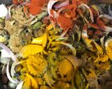 A picture of step 4 of Bitter gourd and black grams veg.