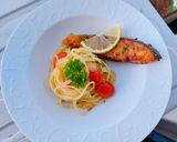 รูปขั้นตอนการทำที่ 15 ของ Salmon garlic honey lemon spaghetti