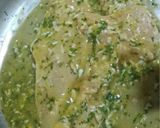 A picture of step 9 of Chicken Francaise.