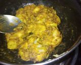 A picture of step 3 of Lachha paratha with masala Arbi and raiyta.