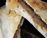 A picture of step 3 of Beef burger tortilla wrap 🌯.