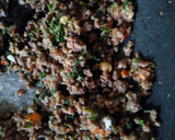 A picture of step 7 of Sinasir chunks with minced meat.