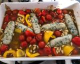Feta, pine nut, roasted veg and bulgur wheat tray bake! (+ bonus sausages!) recipe step 4 photo