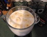 A picture of step 1 of Banana chocolate shake. Aka the best damn shake in the world. 🙂.