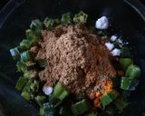 A picture of step 1 of Bhindi garlic kadhi.