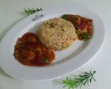 A picture of step 10 of Fried rice with shashlik.