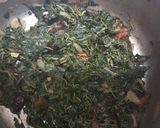 A picture of step 4 of Cholai ka saag (Amaranth loaves).