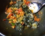A picture of step 2 of Shalgam saag with makki di roti.