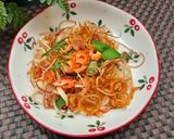 Hình bước làm 3 của món Gỏi bắp chuối trộn tôm khô