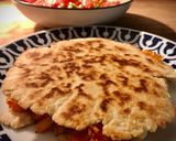 Foto del paso 11 de la receta: Quesadillas de jamón ibérico, tinga de pollo y setas con pico de gallo