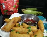 A picture of step 3 of Raw banana fritters.