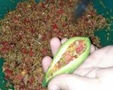 A picture of step 3 of Bitter gourd with beef mince filling (qeema bhare karely).
