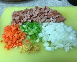 A picture of step 1 of Omerice (Egg over Rice).
