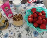 عکس مرحله 1 از دستور اسموتی یا آبشار توت فرنگی🍓💪🍓
