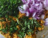 A picture of step 2 of Yam/suran pakodas.