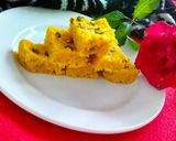 A picture of step 8 of Mango flavour coconut burfi.