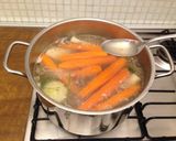 A picture of step 5 of Sunday lunch (chicken noodle soup and baked chicken with potatoes).