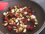 Pasta in spicy chorizo tomato sauce with capers