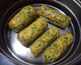 A picture of step 3 of Kothimbir vadi (coriander vadi).