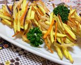 A picture of step 4 of Sweet Potato and Onion Kakiage (Japanese Vegetable Tempura Fritters).
