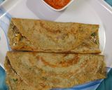 A picture of step 8 of Protein rich healthy mix dal dosa with tangy tomato chutney.
