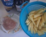 Foto del paso 1 de la receta: Pollo crujiente con soya y papas fritas para uno