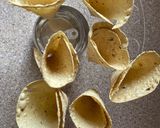 A picture of step 2 of Masala papad cone.