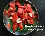 A picture of step 1 of Veggies loaded wheat pasta In spinach tomato gravy.