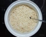A picture of step 2 of Spaghetti a la LeVié.
