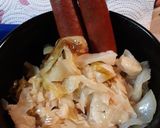 A picture of step 2 of Salted Fried Cabbage and Steamdogs.