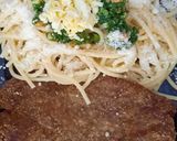 Foto del paso 8 de la receta: Pasta al pesto con milanesas