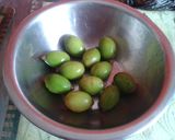 A picture of step 1 of Amra/hog plum ki chutney.