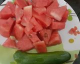 A picture of step 1 of Watermelon and cucumber juice.