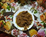 A picture of step 8 of Golbari kosha mutton.