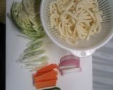 A picture of step 1 of Easy Yaki Udon with Mentsuyu.