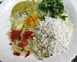 A picture of step 2 of Bandakophir Paturi (Cabbage cooked in Banana Leaf).