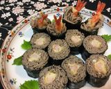 A picture of step 18 of Soba noodle Roll Sushi with shrimp Tempura.