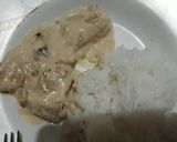 A picture of step 4 of Cream Dory with Bechamel sauce.