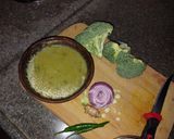 A picture of step 1 of Brocco Masala Bhakri.