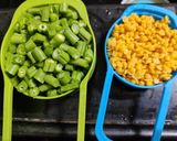 A picture of step 1 of Beans cooked with flavoured dal (Beans paruppu usli).