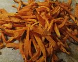 A picture of step 2 of Chicken burger with Cajun spiced sweet potato chips.