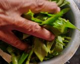 A picture of step 1 of Gongura leaves bhaji (Aabadychi bhaji).