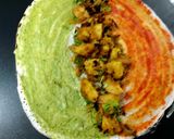 A picture of step 3 of Schezwan chutney dosa.