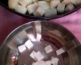 A picture of step 1 of Mom's special paneer salad.