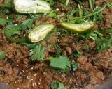 A picture of step 5 of Qeema karela.